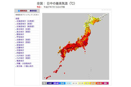 埼玉・熊谷で最高36度、東京は34度……全国の高温注意情報 画像