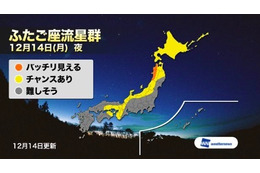 気になる観測条件は？ ふたご座流星群が今夜ピークに 画像