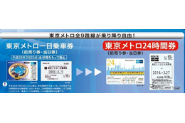 東京メトロ・都営地下鉄のフリー切符、有効期間を時間単位に 画像