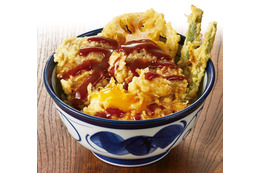 てんやから「ハンバーグ天丼」！タレにBBQソース 画像