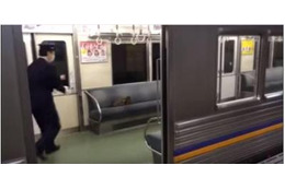 【動画】電車のなかに猫が！猫 vs 車掌さん 画像