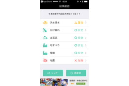 気になる場所の災害発生率を確認できる防災アプリ 画像