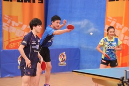 張本選手＆水谷選手が卓球の「3on3」対決に挑戦・・・結果は？ 画像