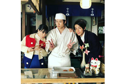 「ご来店です」山田裕貴、朝ドラの広瀬すず＆中川大志と雪月セットで3ショット！ 画像