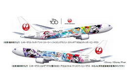 創立100周年記念 特別塗装機「JAL DREAM EXPRESS Disney100」が国内線に就航中、エルサやピクサー作品のキャラクターたちも登場