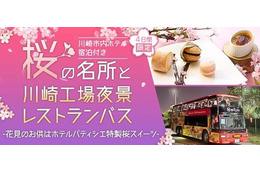 東京レストランバス「川崎工場夜景コース」に期間限定お花見特別プランが新登場 画像