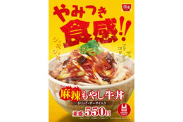 すき家に「麻辣もやし牛丼」新登場!やみつき食感にしびれる辛さ 画像