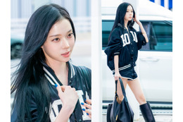 短すぎない？aespa・ウィンター、インナーチラ見えのショートパンツ姿で空港に登場！【独自写真】 画像