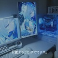 気分によってライティングを変更できるPC。白いデスク環境のアクセントにもなっている(C)碧衣うい / aoi ui ch.