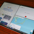 大画面を3分割し、ブラウザー、録音アプリ、Googleマップを同時に表示したところ【撮影／平木昌宏】