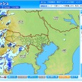 「東京アメッシュ」13時25分現在の降雨状況。埼玉、群馬の一部に「非常に激しい雨」地域も