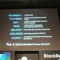 BlackBerryは、すでに1億1500万の端末が販売されており、RIM社はグローバル・モバイルフォンのトップ4のベンダーにまで成長した