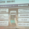 4.2インチ大画面、QHD高精細液晶、1.4GHzの高速チップセット、Android2.3、ワンセグ、おサイフケータイなどの基本スペック＆機能も充実