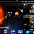 NASAのiPadアプリ：　ドロップダウンメニューが開かれた状態のホーム画面。