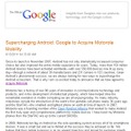 米グーグル（Google）は、米モトローラモビリティ（Motorola Mobility）を買収したと発表