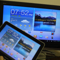 HDMI接続により、「GALAXY Tab 10.1 LTE（SC-01D）」を大画面テレビに映し出して楽しんでみた。