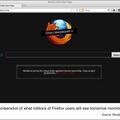 ブラックアウトされたFirefoxのデフォルトページ