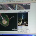 旅行会社のバーチャルツアーを模したデモ。マンハッタンの地図、航空写真、衛星写真を自由に表示、移動できる