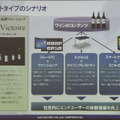 仮想的なワインショップをテーブル端末上に再現し、ワインを調べたり、スマホで購入したりといった機能を考えている