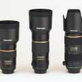 「smc PENTAX-DA★（スター）」シリーズ。
左からDA★200mm、DA★300mm、DA★60-250mm