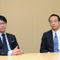 ペイジェント 代表取締役社長 上林靖史氏（右）とグロービス・キャピタル・パートナーズ マネージング・パートナー 仮屋薗聡一氏（左）