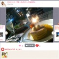 写真にHAPPYとLOVEのボタンを設置