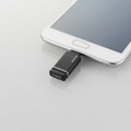 スマートフォンのmicroUSBポートに接続するイメージ