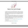 Talariaのホームページ。現在はGoogle合流の告知が見えるだけ。