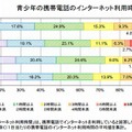 青少年の携帯電話のインターネット利用時間