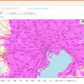 関東圏の4G LTEサービスエリアマップ（イメージ）