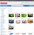 テストしたCostcoのウェブサイト： 「television」と検索すると表示されたページ
