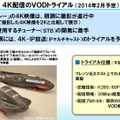 4K配信のVODトライアル。4Kの下町ボブスレーのドキュメント作品も鋭意制作中だ。圧縮形式はH.265/60P、30Mbpsで提供