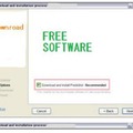フリーソフトをダウンロードする際などに広告表示をするプログラム（アドウェア）の画面例
