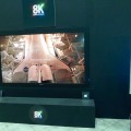 8Kのスーパーハイビジョン（SHV）放送をCATVで伝送する技術のデモ。NHKのブースにて