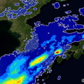 8 月19 日18 時から20 日6 時まで、「しずく（GCOM-W）」などで捉えた、西日本の積算降水量