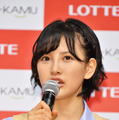 兒玉遥／「イヤホン型ウェアラブルデバイス」発表記者会見の様子