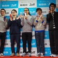 「uno/Zoff『自己ベスト写真館』PRイベント」に出席したパンサーとノンスタイル