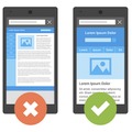モバイル フレンドリーでないページ（左）とモバイル フレンドリーなページ（右）の表示イメージ例