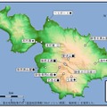 口永良部島に設置された気象庁の噴火警戒のための機器類配置（画像は気象庁火山カメラのwebより）。