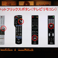 Netflix対応のテレビでは、リモコンにサービスのトップ画面表示のためのボタンが用意される