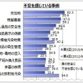 不安を感じている具体的な事柄としては、今回増加したのは「食品の衛生管理」「異物・毒物の混入」の2項目（画像はプレスリリースより）