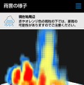 3D降雨分布のアニメーション表示と現在地における上空の雨量の目安