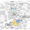 「JR新宿ミライナタワー」の位置（JR東日本発表資料より）