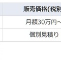 販売価格、提供開始時期、販売目標