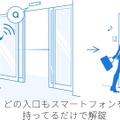 従来なら集合住宅の共用エントランスでは別途カギなどが必要だったが、同製品ならスマートフォンにキーを集約し、エントランスから自室までハンズフリーでの解錠が可能となる（画像はプレスリリースより）