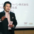 CarPlay搭載意義について説明するGMジャパン社長の石井澄人氏