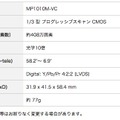 同モジュールの主な仕様。W31.9 x H41.5 x D58.4 mm、約77gと小型軽量で、振動や揺れによるブレを抑制できることからドローンなどへの搭載にも適している（画像はプレスリリースより）