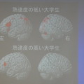 MRIによる結果から、英語が得意な大学生は、脳の言語中枢活動が明らかに低いことがも分かった