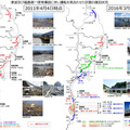 赤い点線が運転見合わせ区間、青い線は復旧済み、緑の線はBRTで運行している区間。震災発生直後に運転を見合わせた約400kmのうち、現時点で約177kmで運転を再開している（画像はプレスリリースより）