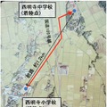 実験では民家上空などを避けたルートを航行し、地上監視車両の信号待ちと同期してホバリングするなど安全面に配慮した飛行を行った（画像はプレスリリースより）